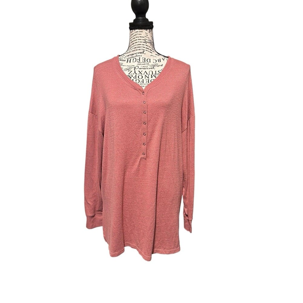 Women’s Abercrombie & Fitch Henley Long Sleeve Shirt  Top Sz Large Y2K Cozy‎